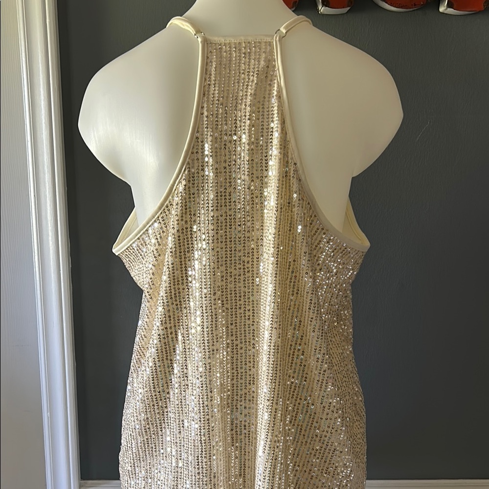 Gold Sequin Sleeveless Camisole - Picture 5 of 6